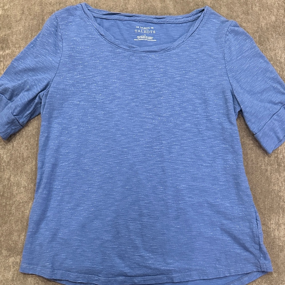 Talbots Sparkly Blue Short Sleeve Tee